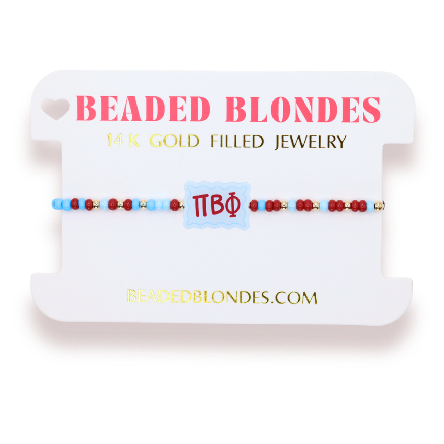 Pi Beta Phi Block Bracelet on Color