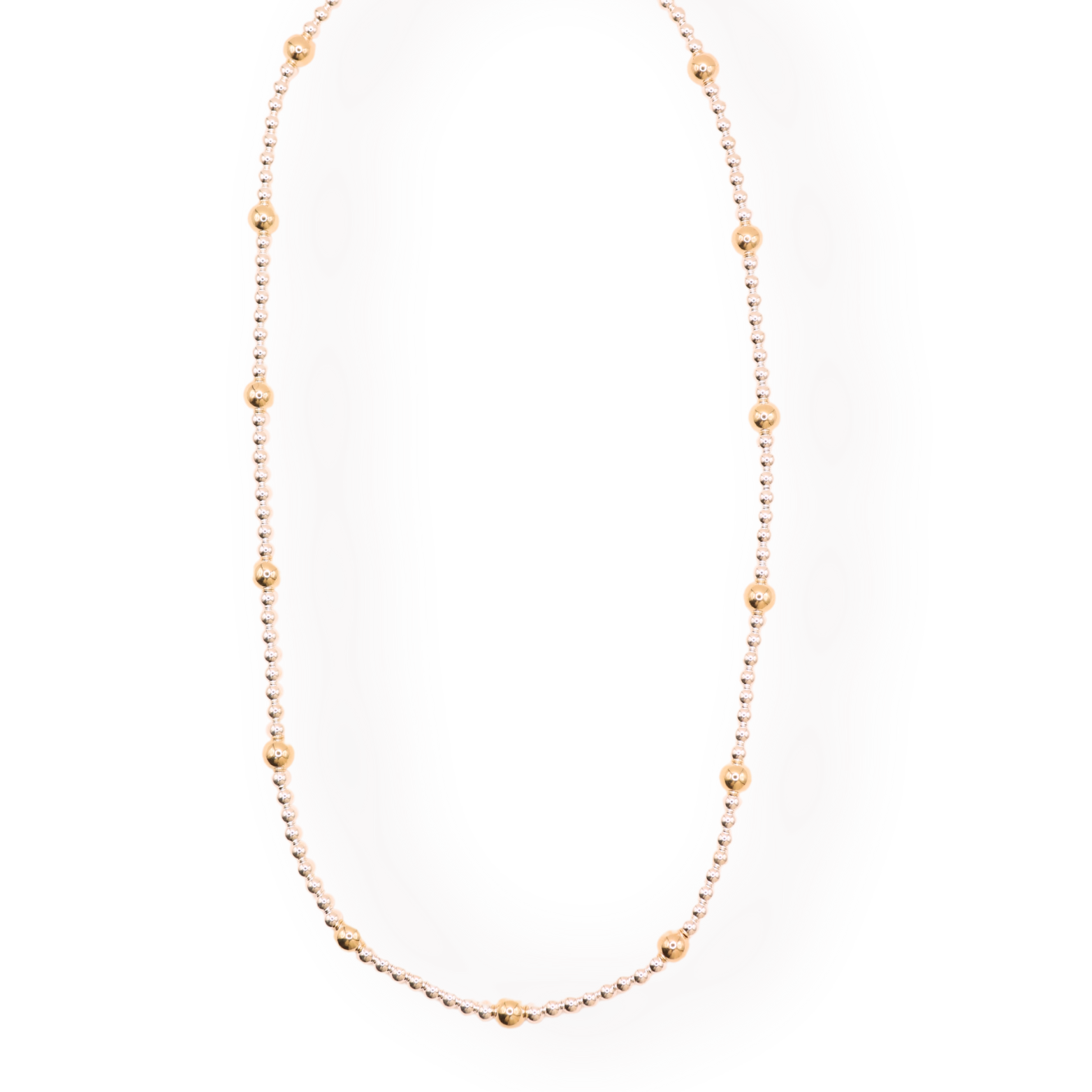 Olive Silver with Gold Beaded Stretch Necklace