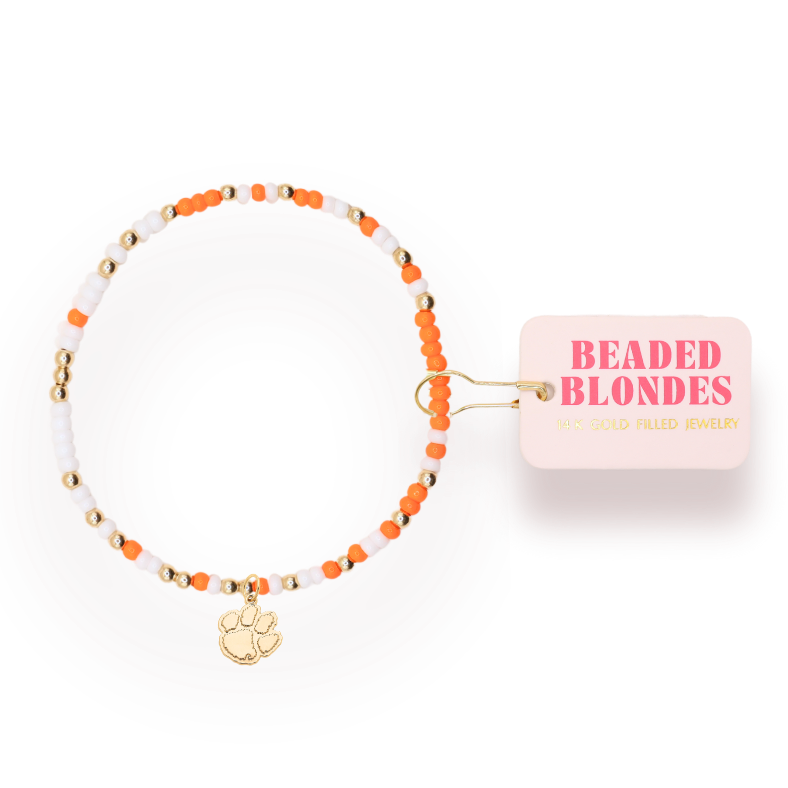 Clemson Logo Charm Bracelet on Color