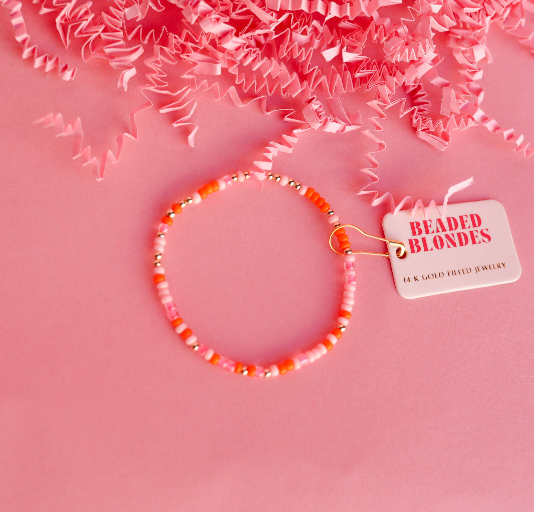 Pinks & Orange Sprinkle Bracelet (Kids Size)