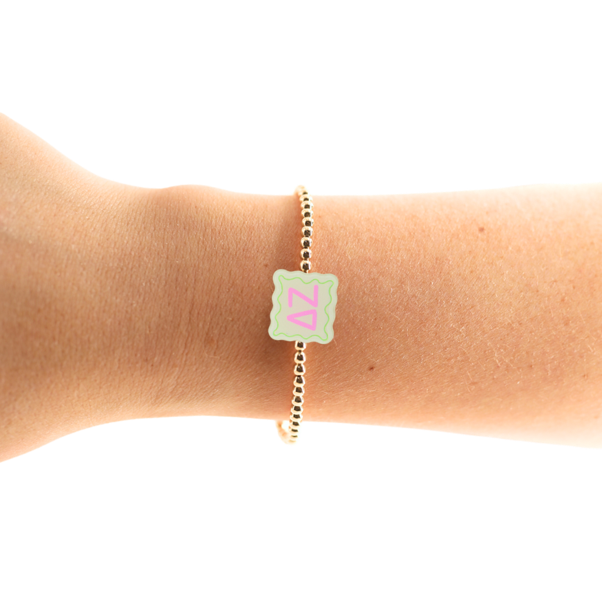 Delta Zeta Block Bracelet on Gold