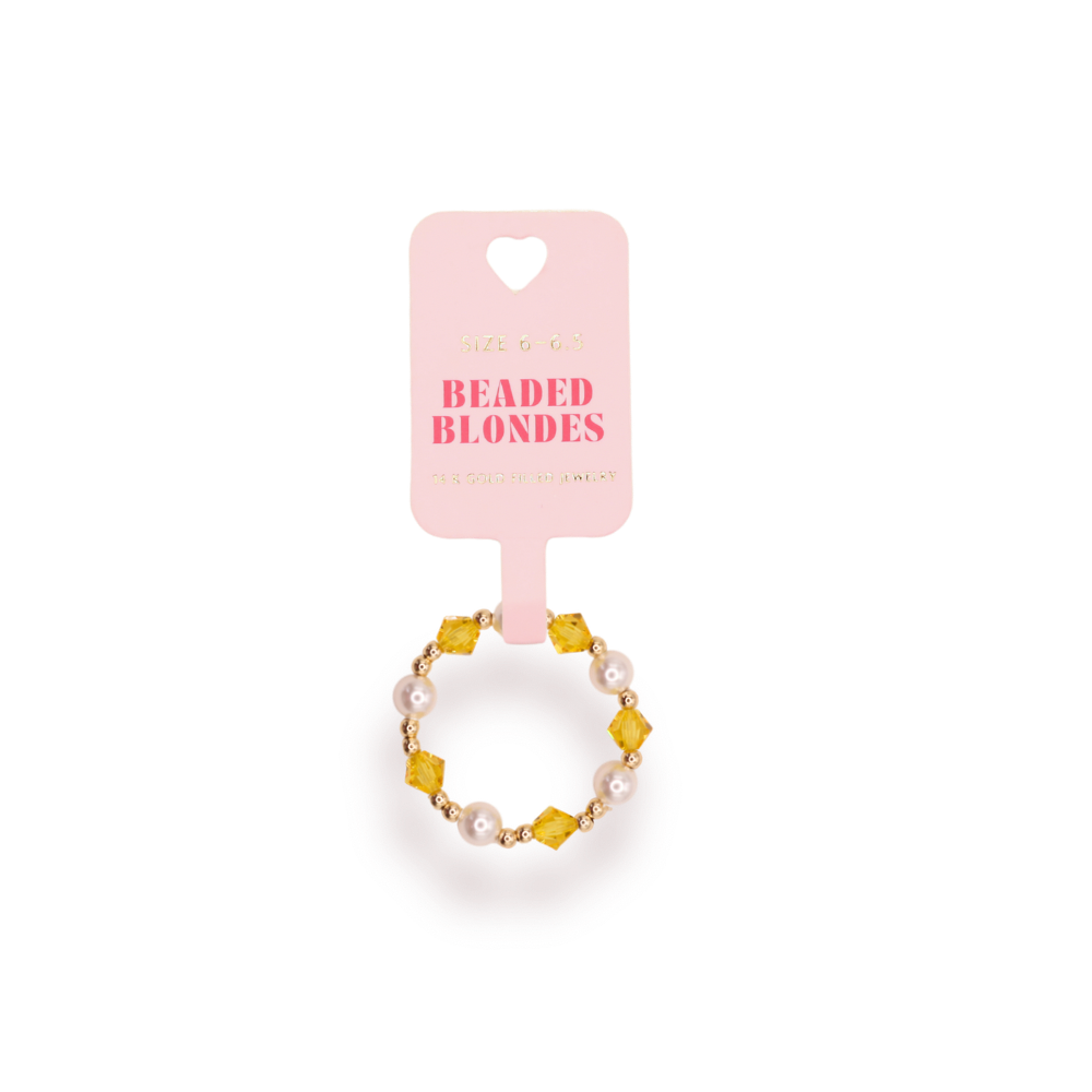 Yellow Pearl June Ring