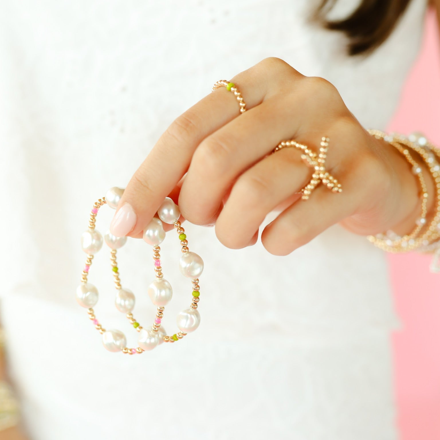 Lime Green Sadie Pearl Bracelet