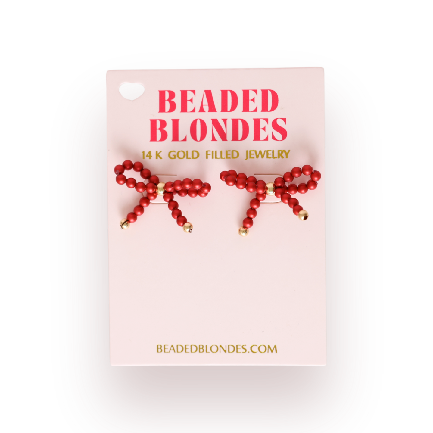 Red Pearl Bow Earrings