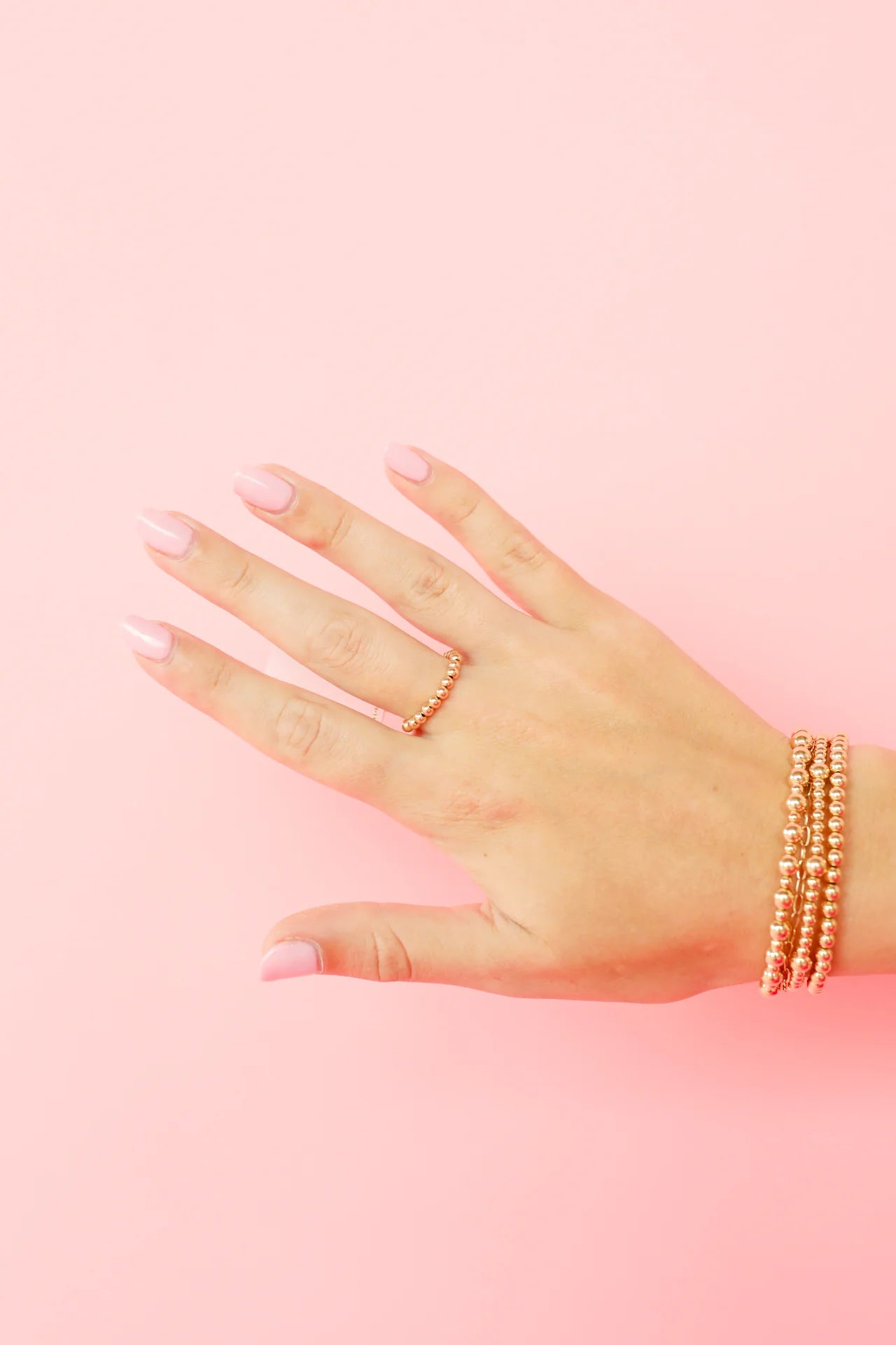 Lauren 3MM Beaded Band Ring in Gold