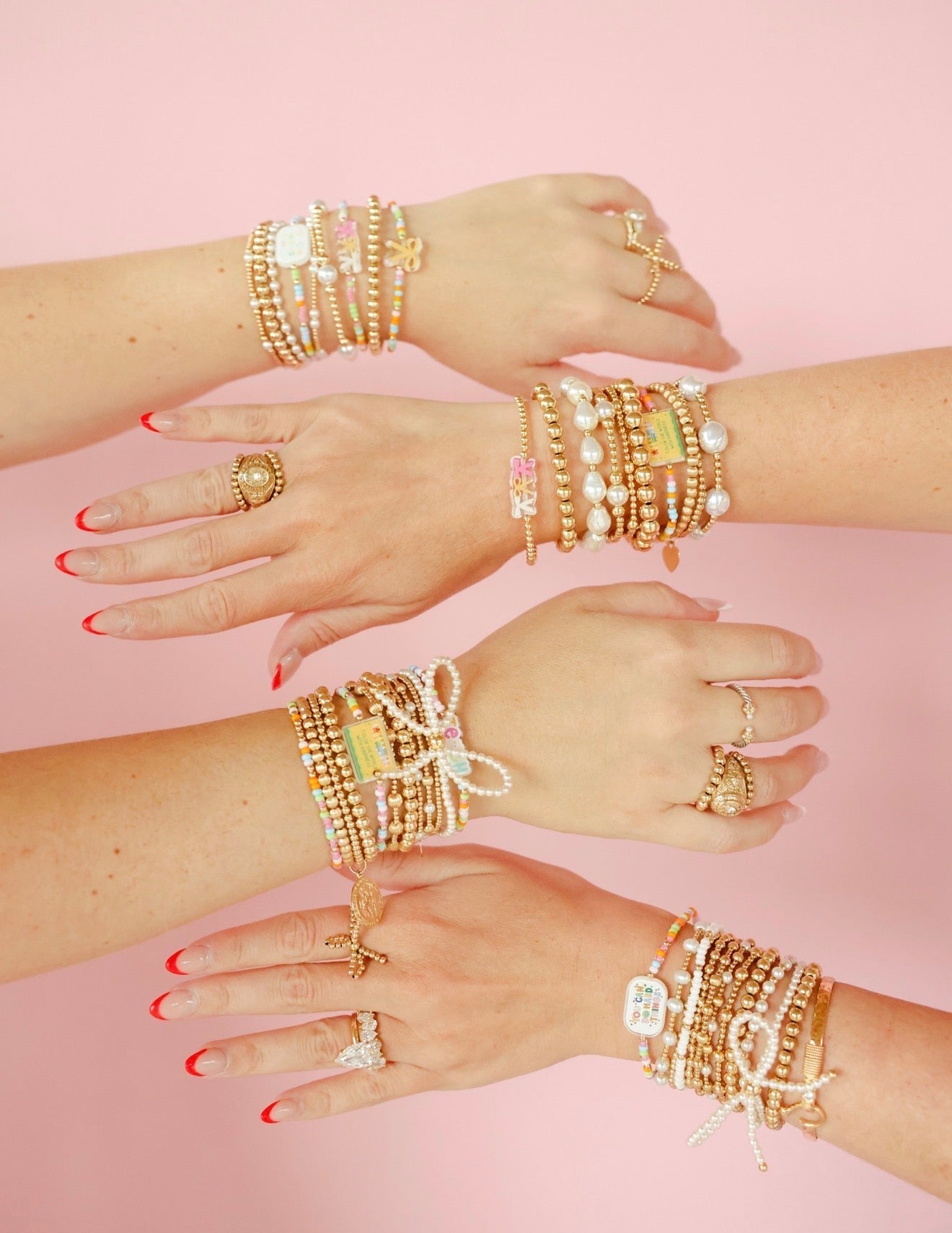 Notebook/Pencil Bow Trio Bracelet on Gold