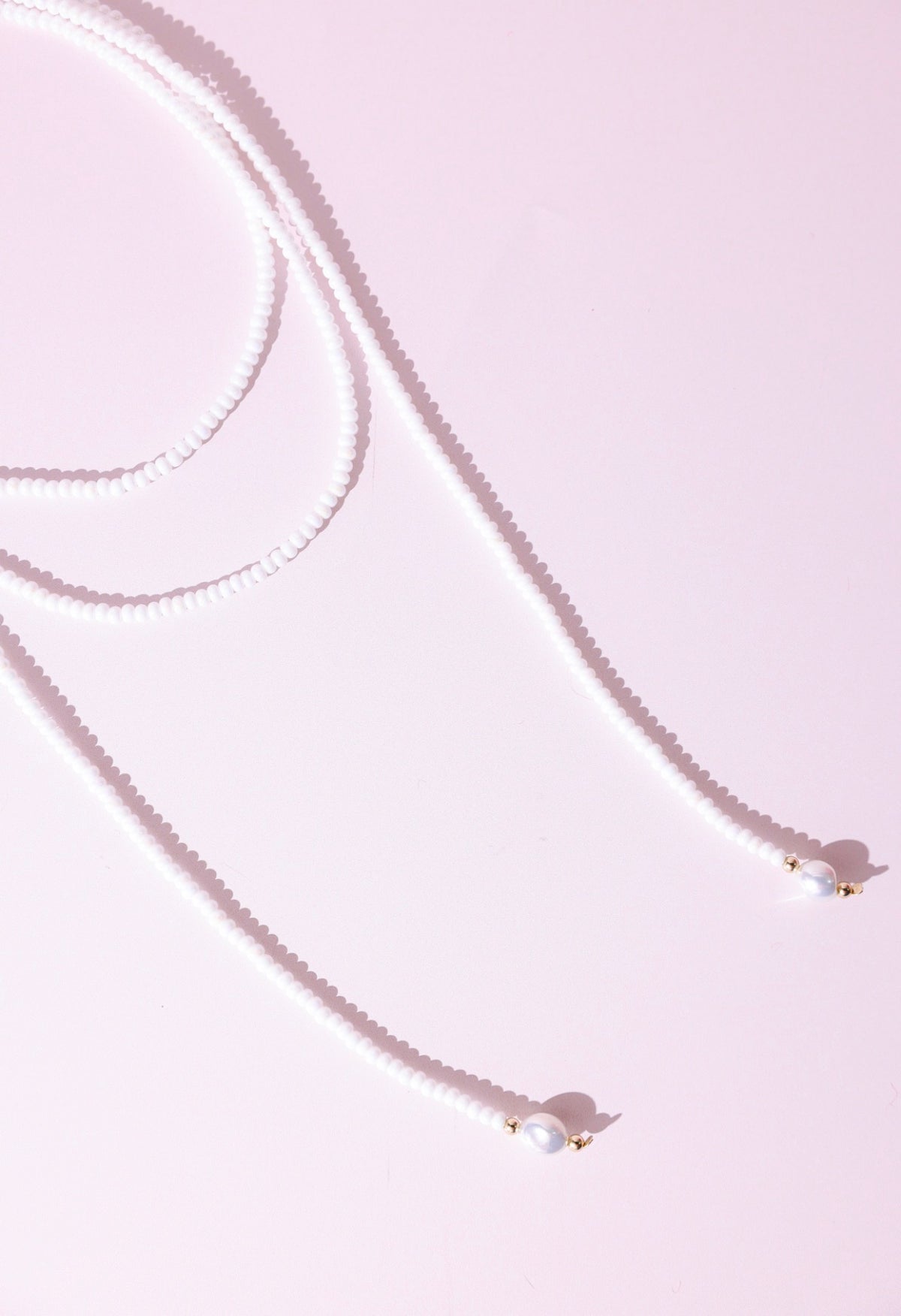 Luster White Beaded Wrap Necklace