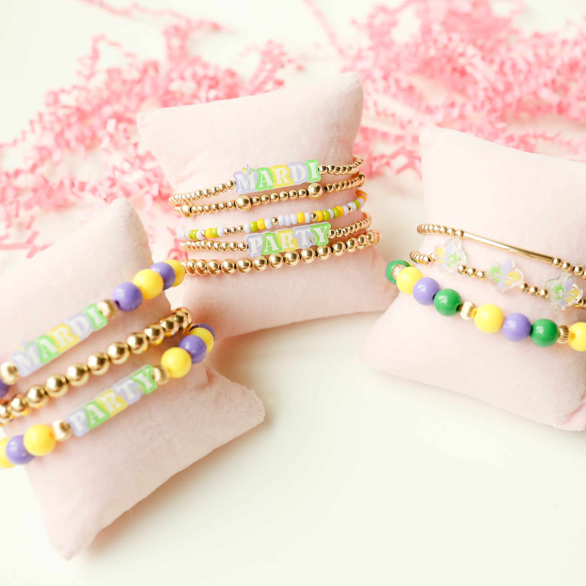Mardi Party BB Bead Bracelet Stack of 2