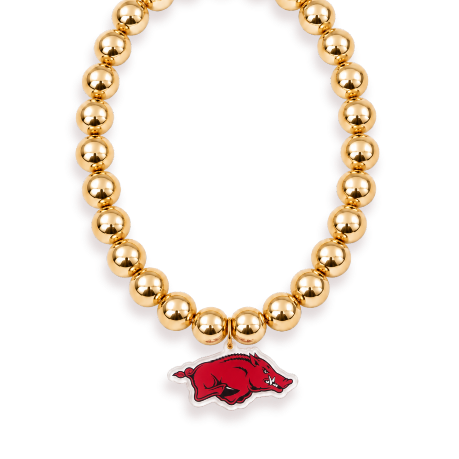 Arkansas Logo Large Gold Beaded Necklace
