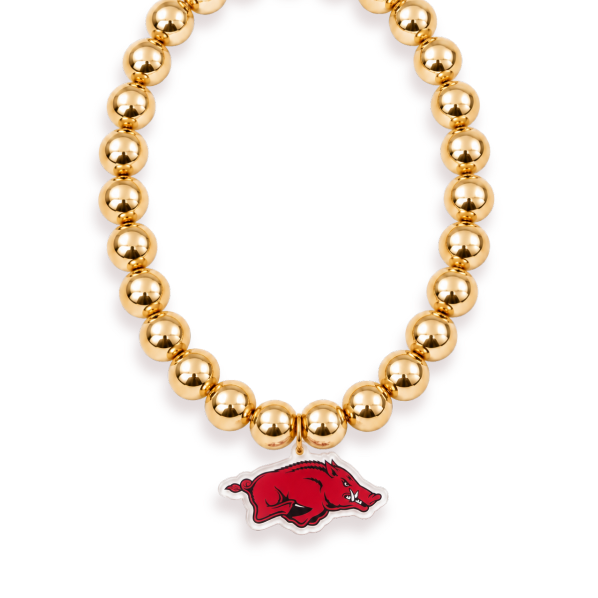 Arkansas Logo Large Gold Beaded Necklace