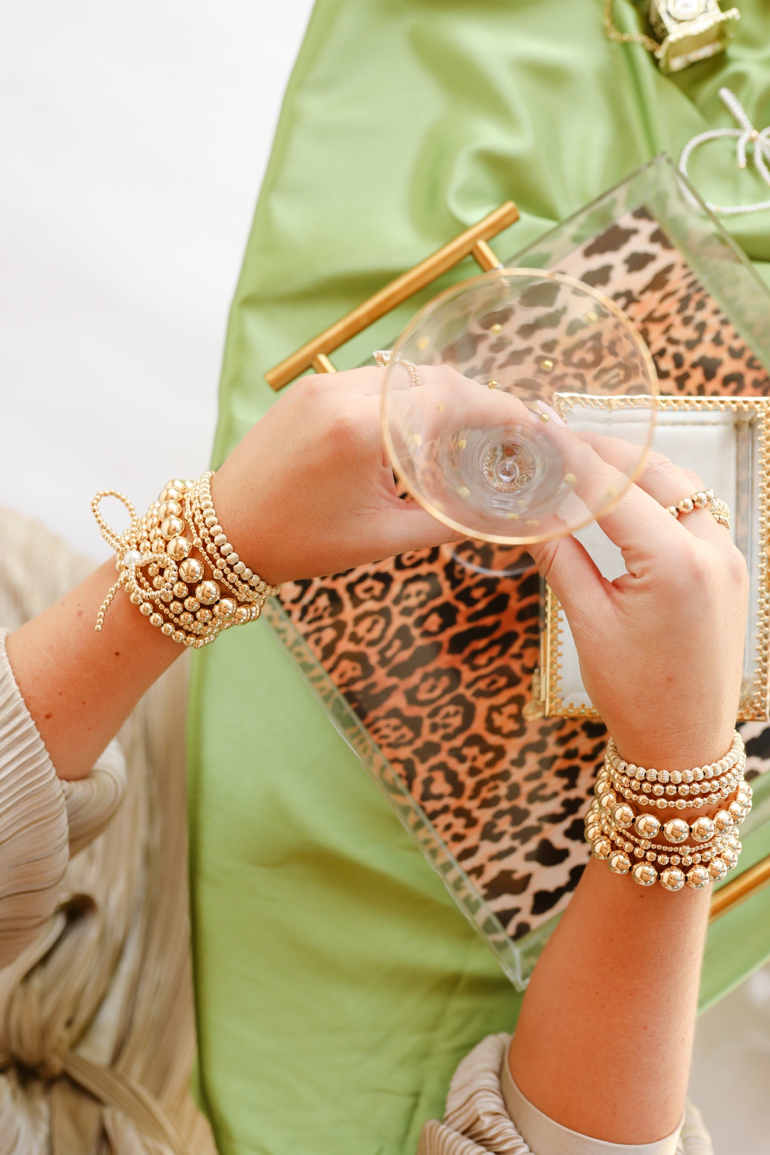 10MM Gold Beaded Bracelet