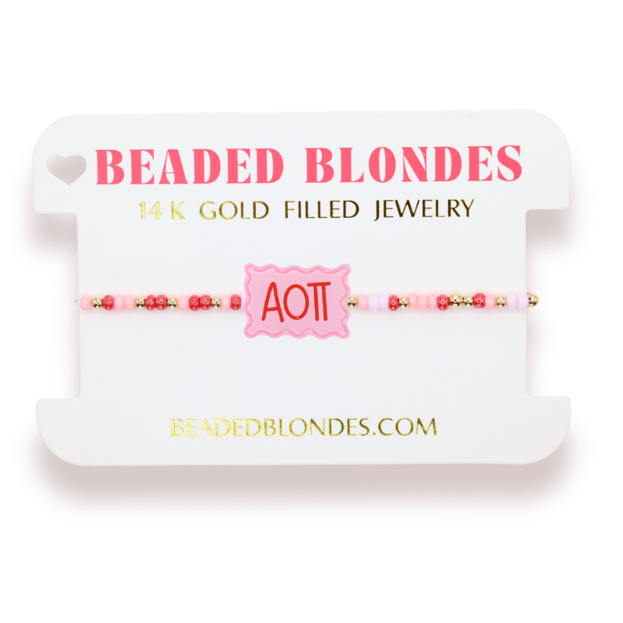 Alpha Omicron Pi Block Bracelet on Color