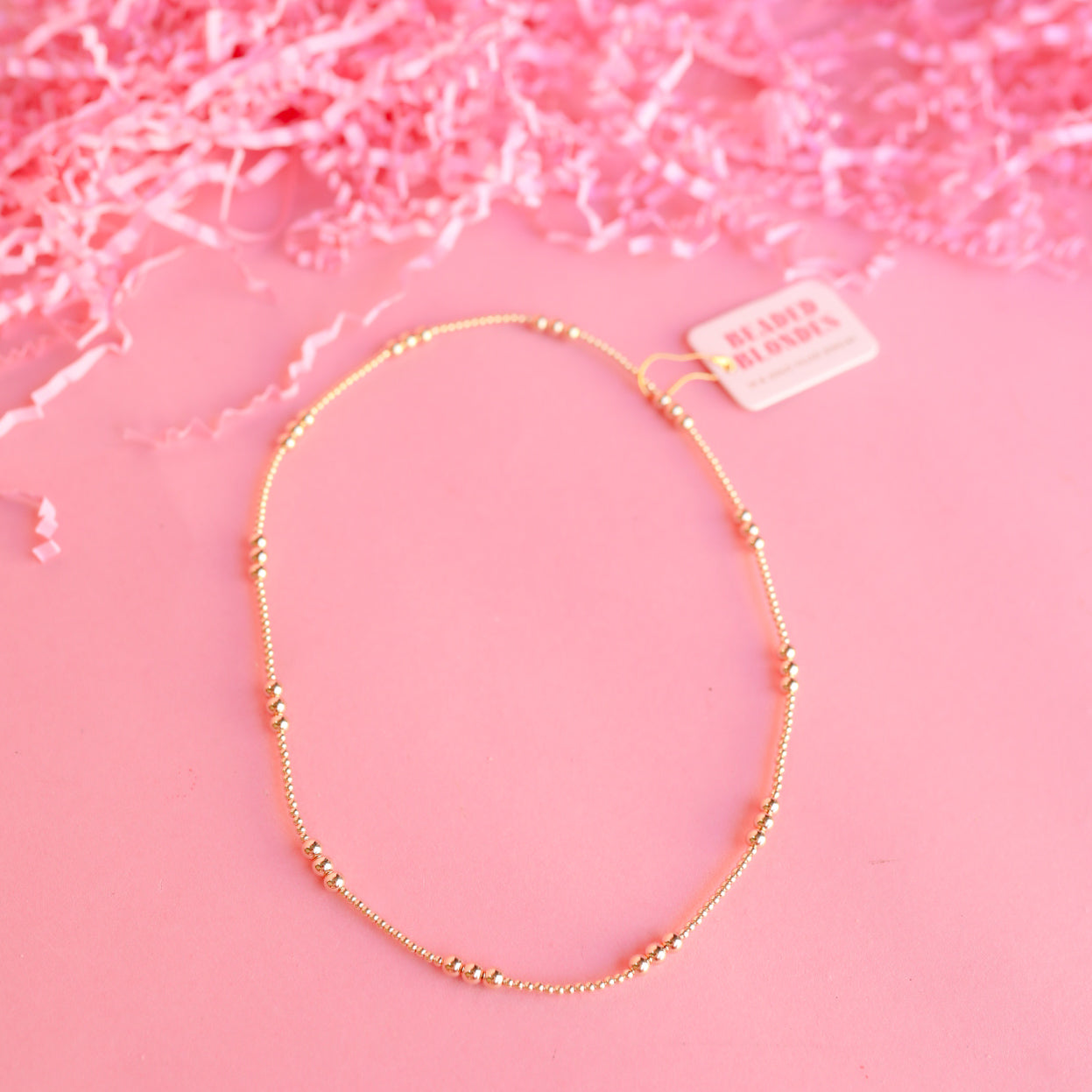 ILY Gold Beaded Stretch Necklace