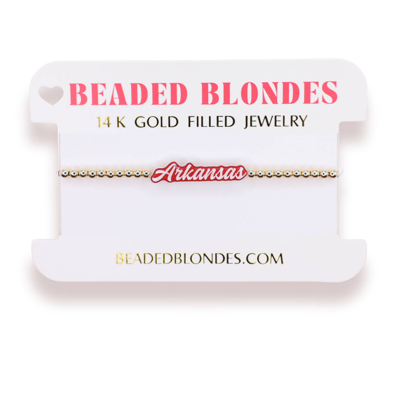 Arkansas Word Bracelet on Gold