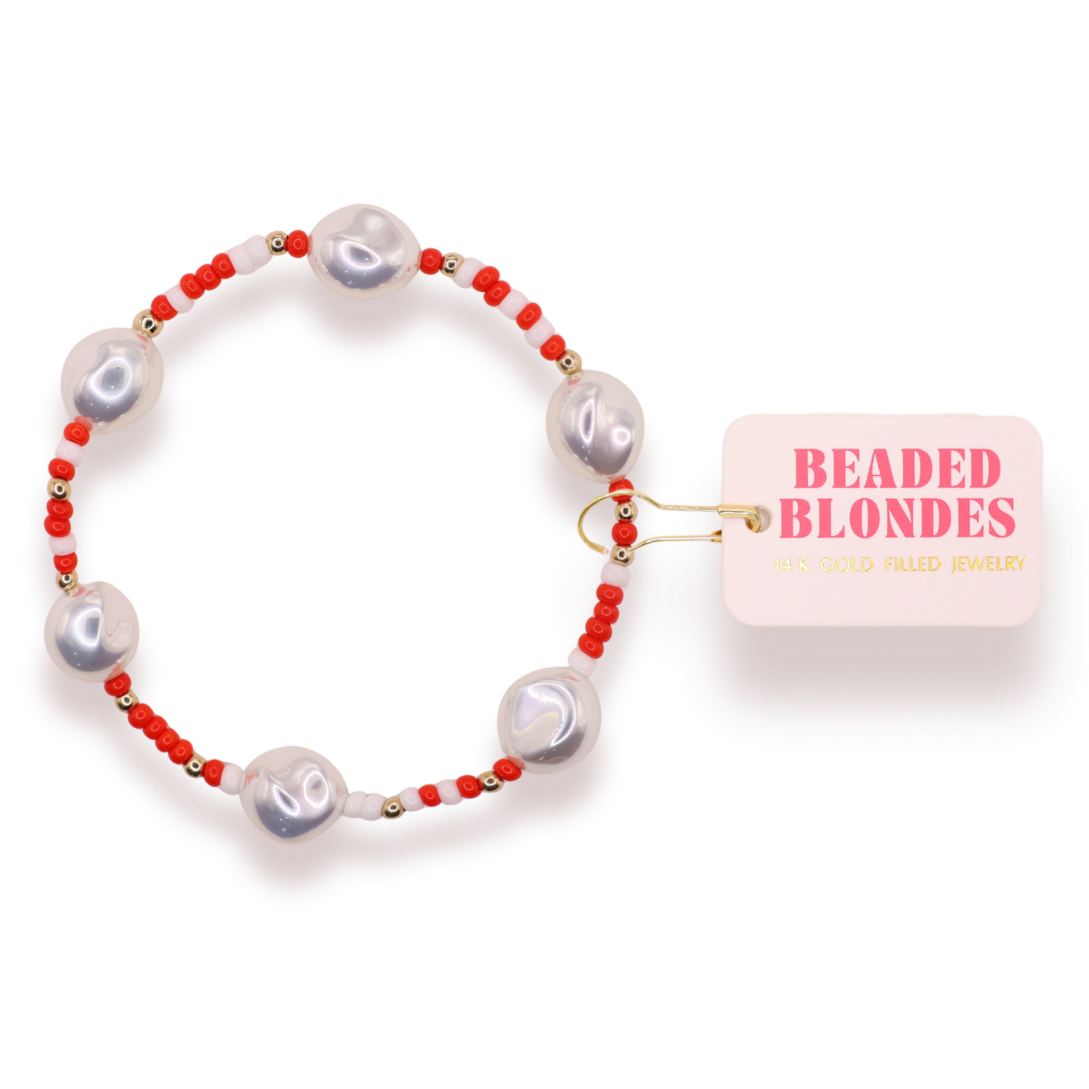 Bright Red and White Sadie Sprinkle Bracelet