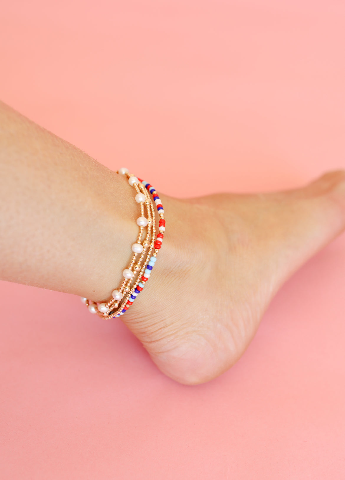 Red, White and Blue Luster Sprinkle Anklet