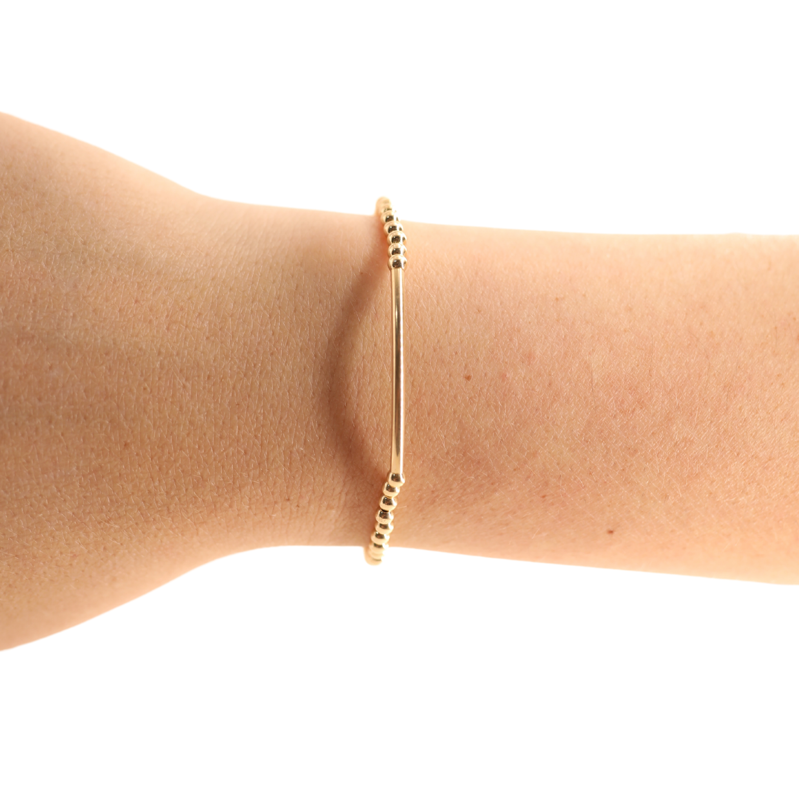 3mm Gold Bar Beaded Bracelet (Kids Size)