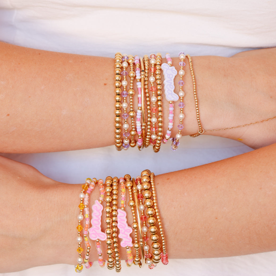 Cursive Loved Bracelet on Color