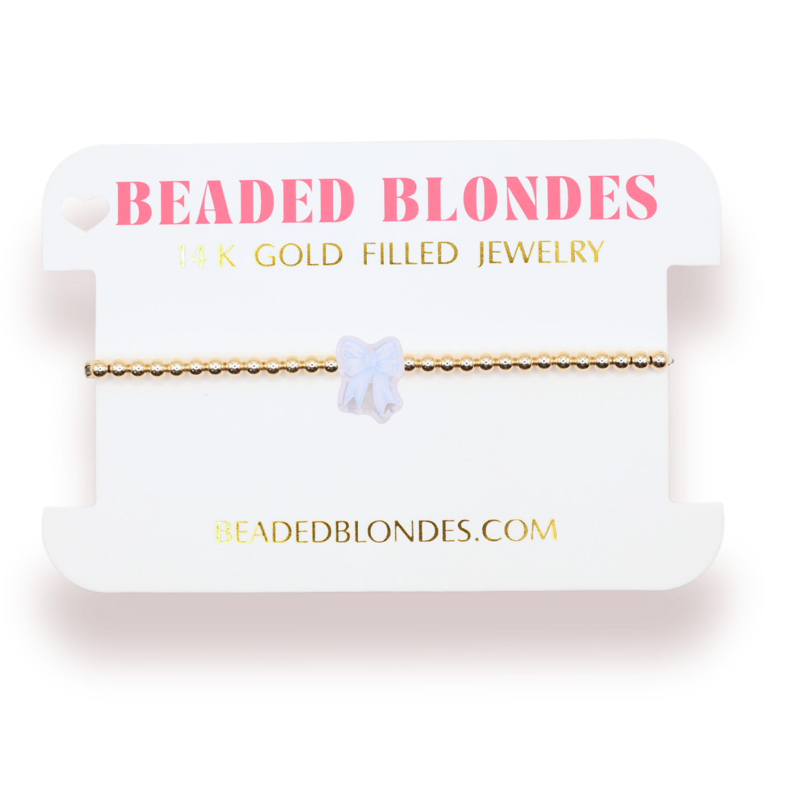 Blue Watercolor Bow Bracelet on Gold