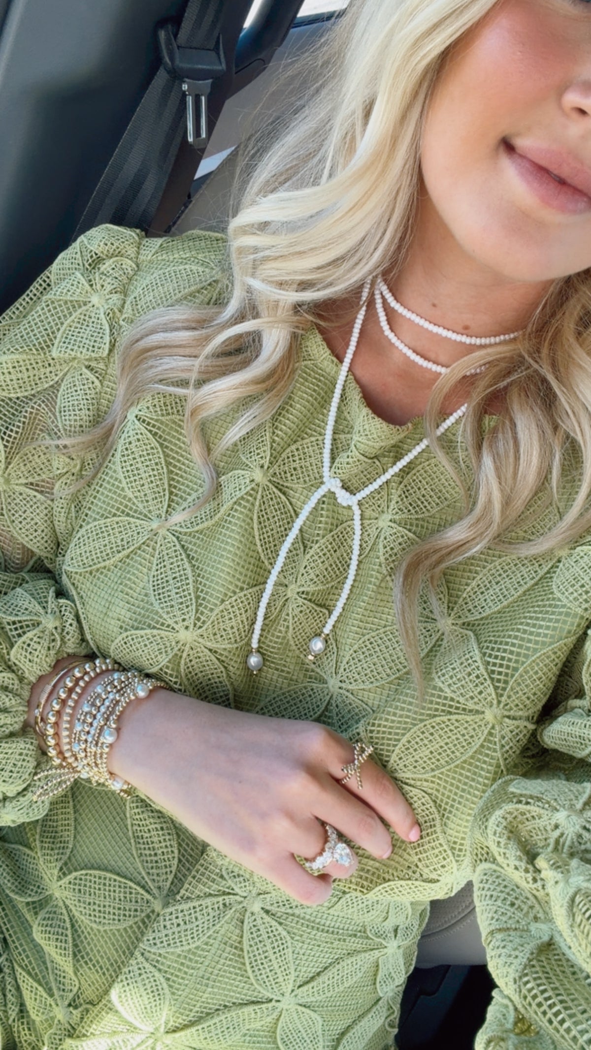 Luster White Beaded Wrap Necklace
