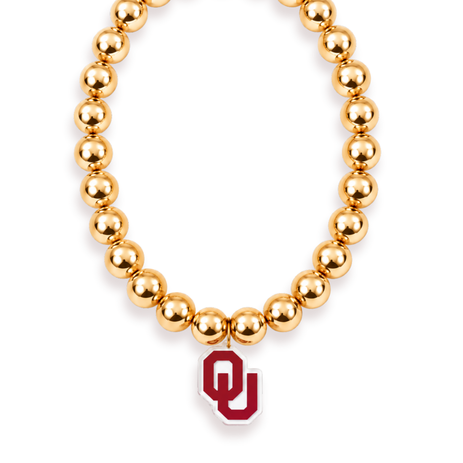 OU Logo Large Gold Beaded Necklace