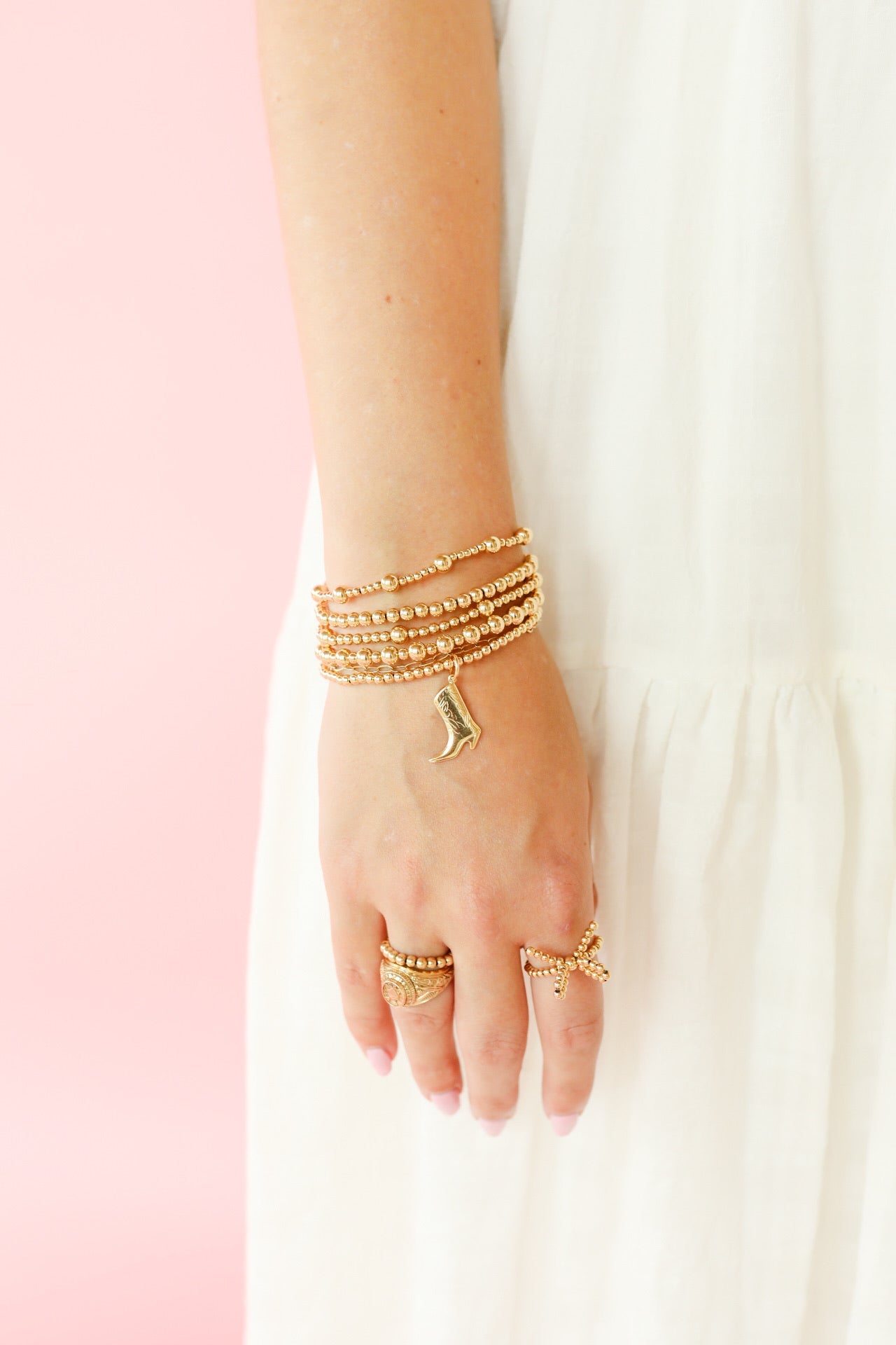 Cowgirl Boot Gold Charm Bracelet