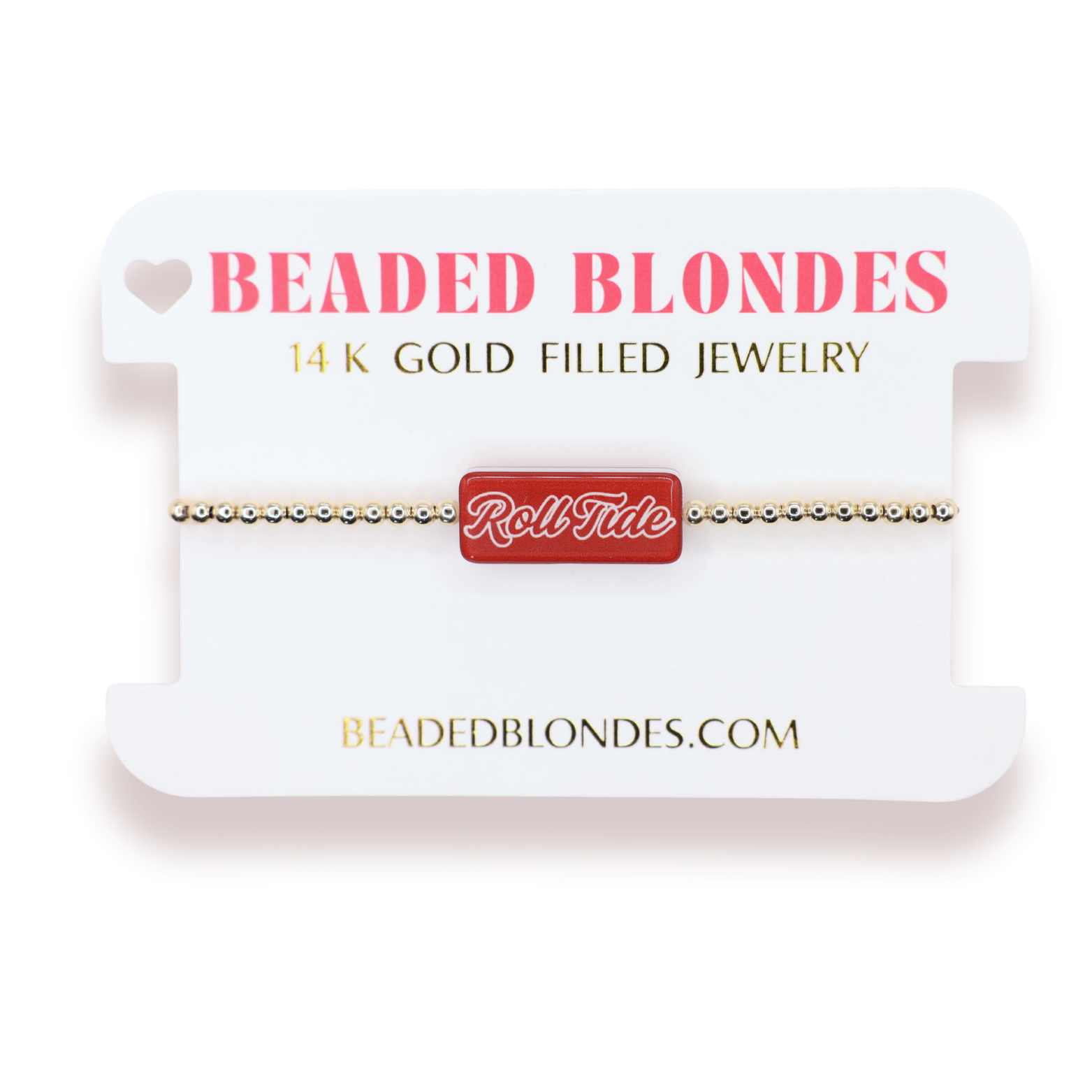 Roll Tide Block Bracelet on Gold
