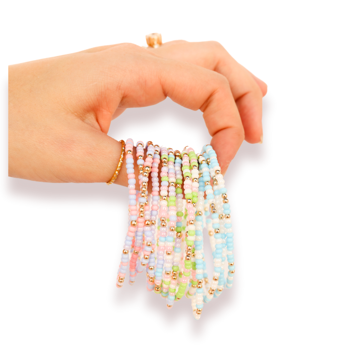 Pastel Green, Pink & White Sprinkle Bracelet