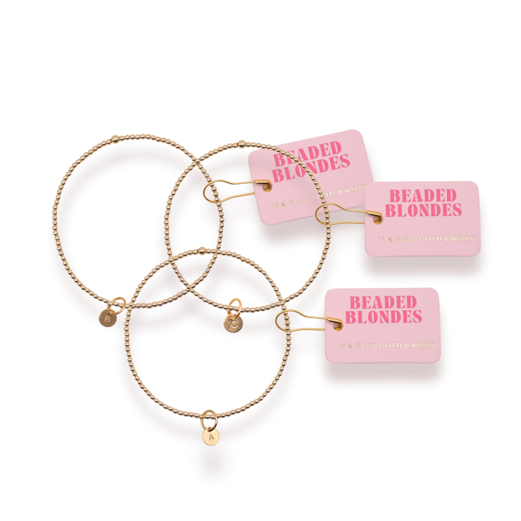 Gold Initial Charm Bracelet (A-Z: select initial)