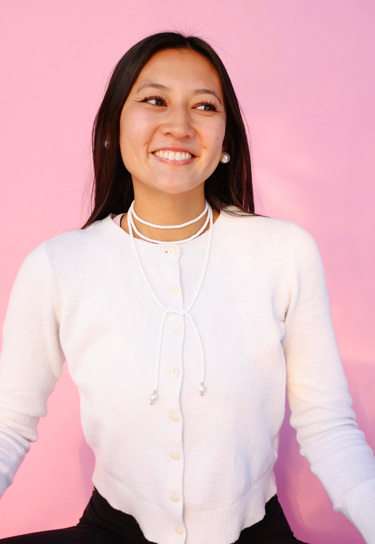 Luster White Beaded Wrap Necklace