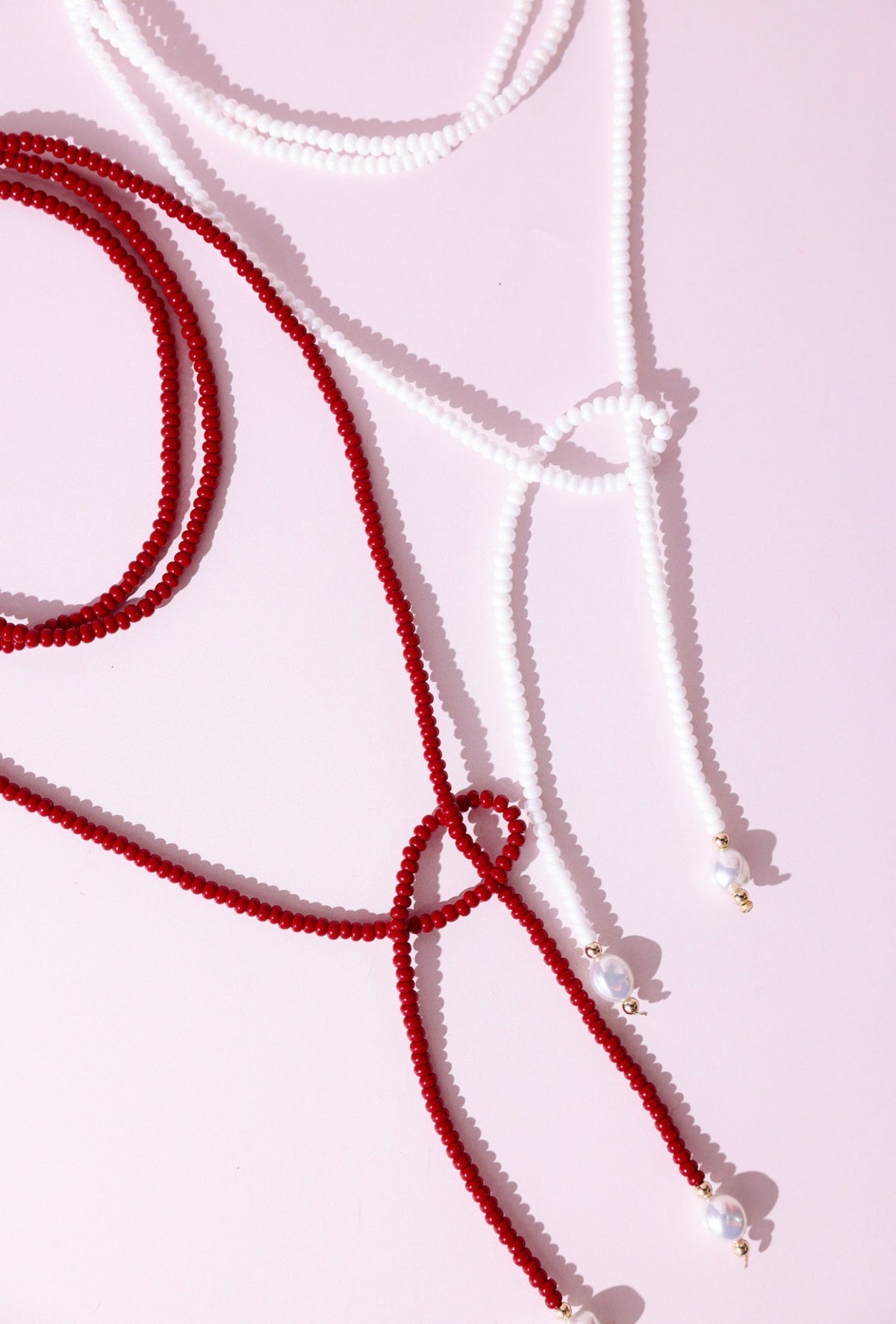 Maroon/Deep Red Beaded Wrap Necklace