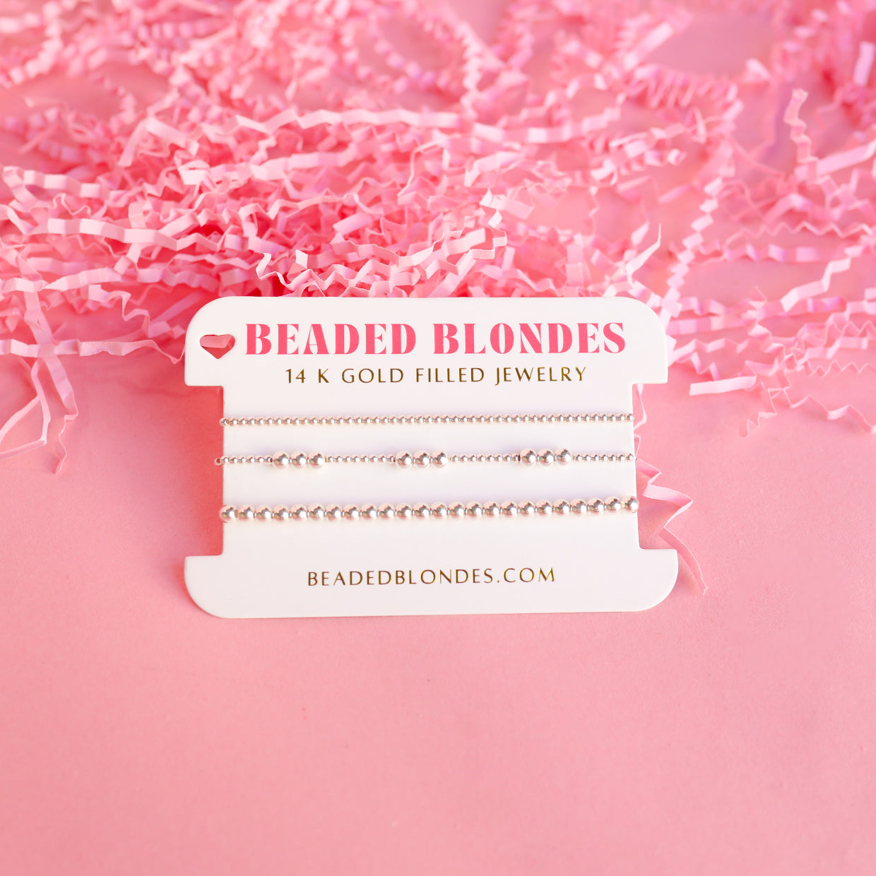 ILY + 3MM + 4MM Bracelet Stack in Silver