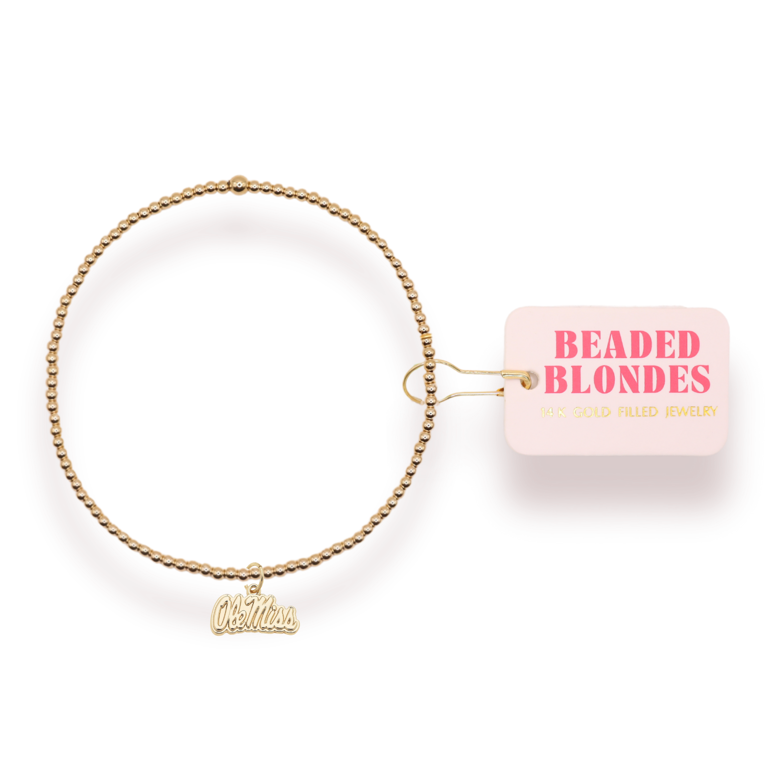 Ole Miss Logo Charm Bracelet on Gold