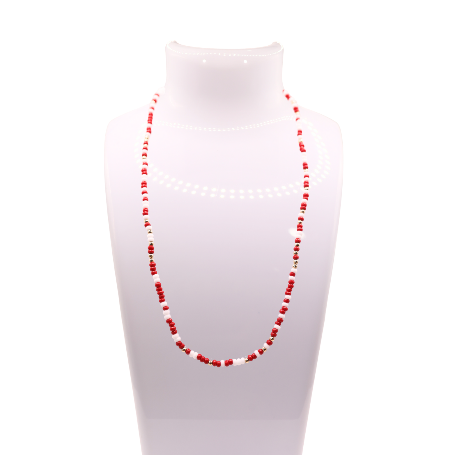 Crimson Red & White Sprinkle Necklace