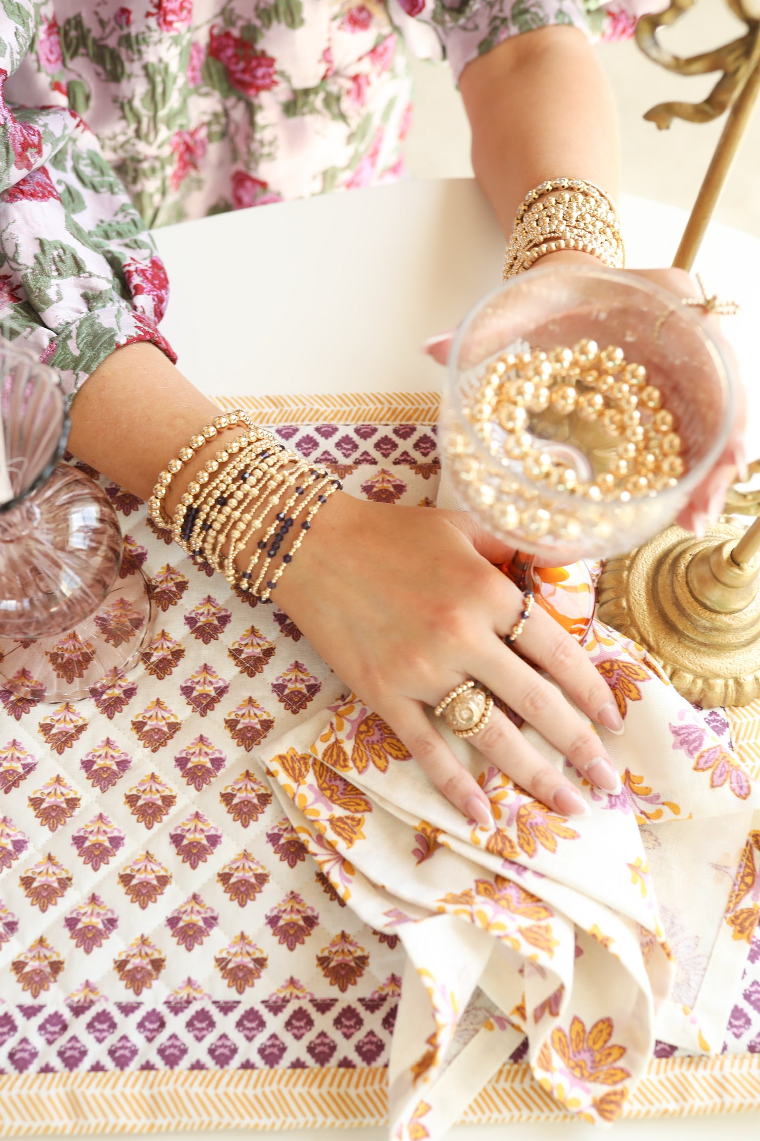 10MM Gold Beaded Bracelet