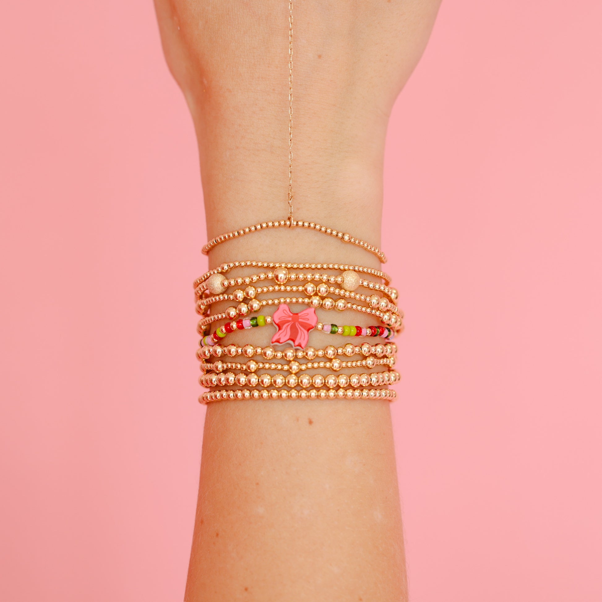 Red Bow Holiday Sprinkle Bracelet (Kids Size)