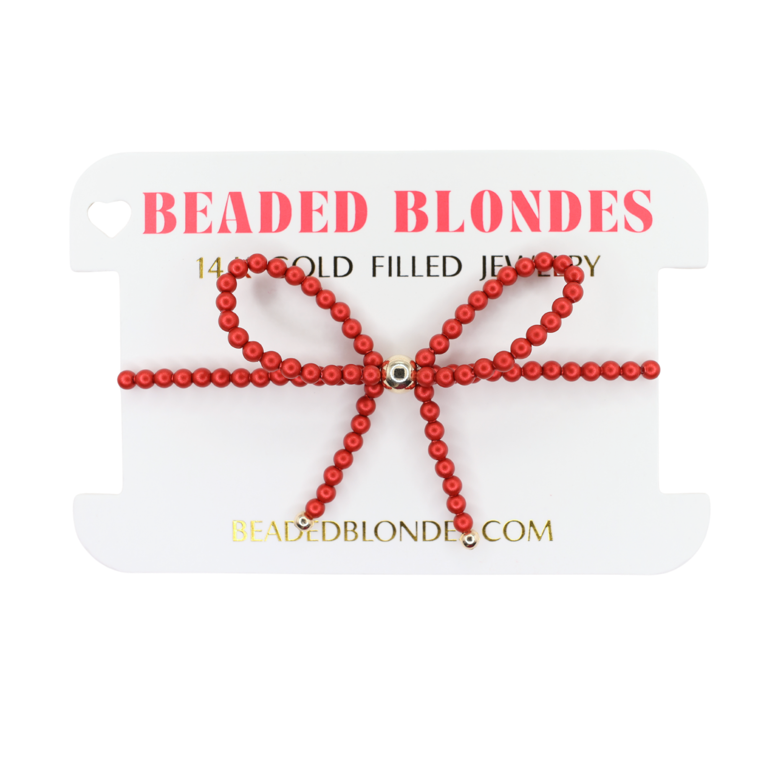 Red Pearl Beaded Bow Bracelet
