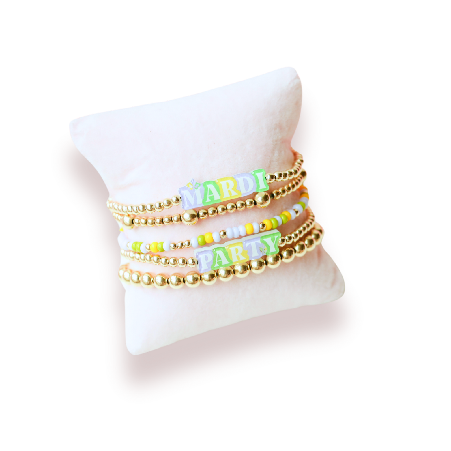 Mardi Party BB Bead Bracelet Stack of 2