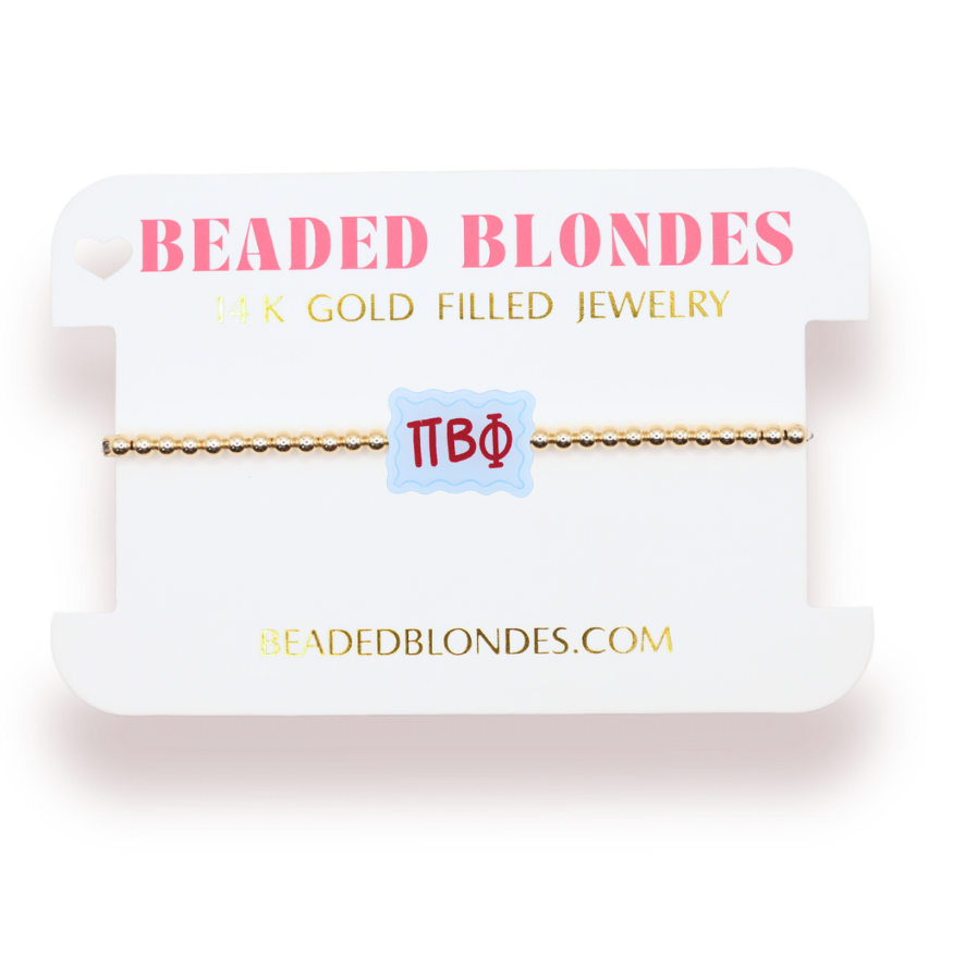 Pi Beta Phi Block Bracelet on Gold