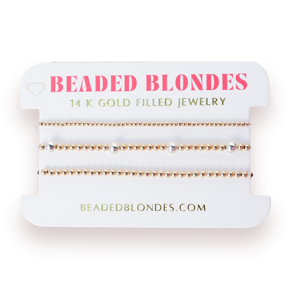 2MM Gold + Olive Gold With Silver + 3MM Gold Stack in Mixed Metal