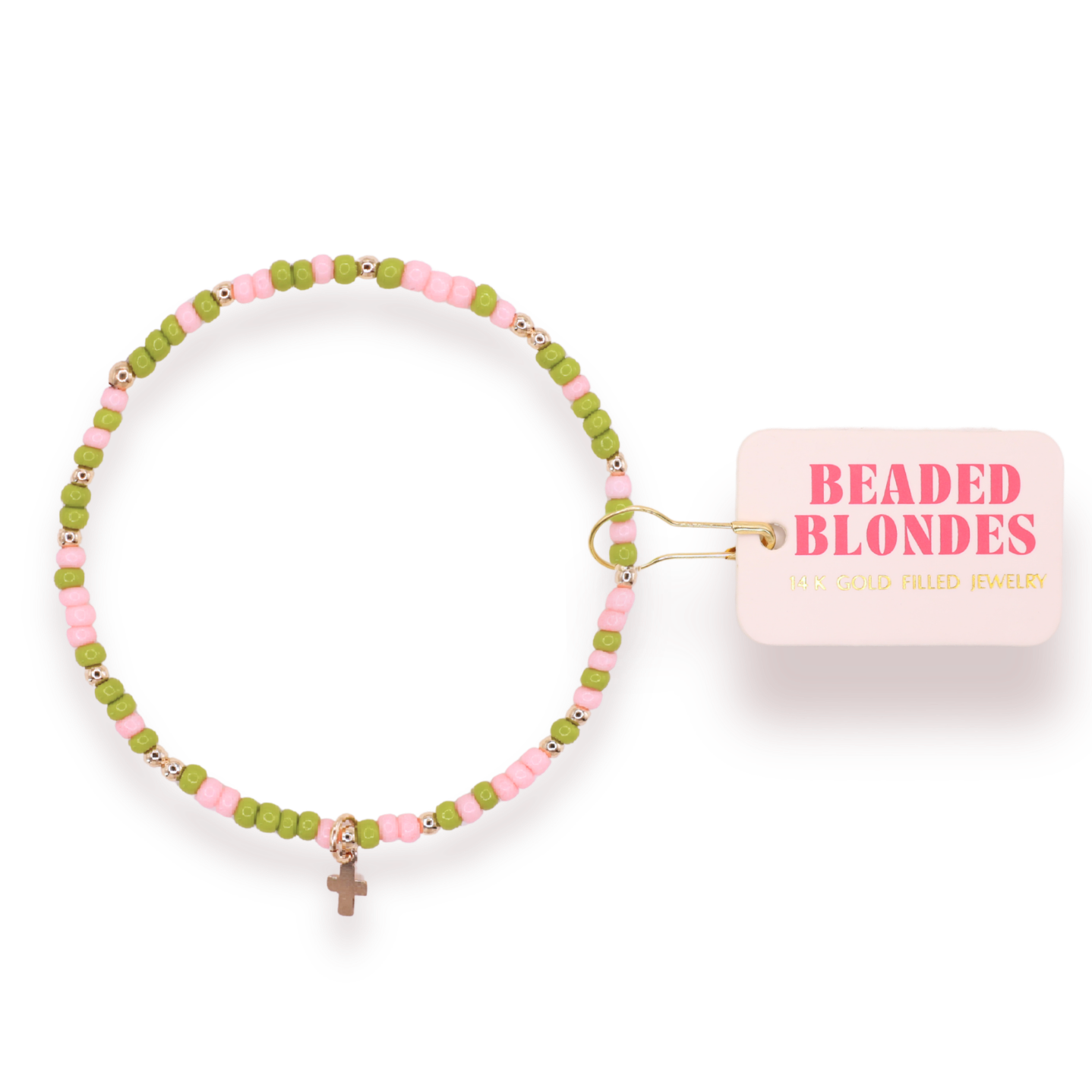 Mini Cross Charm on Palm Beach Sprinkle Bracelet