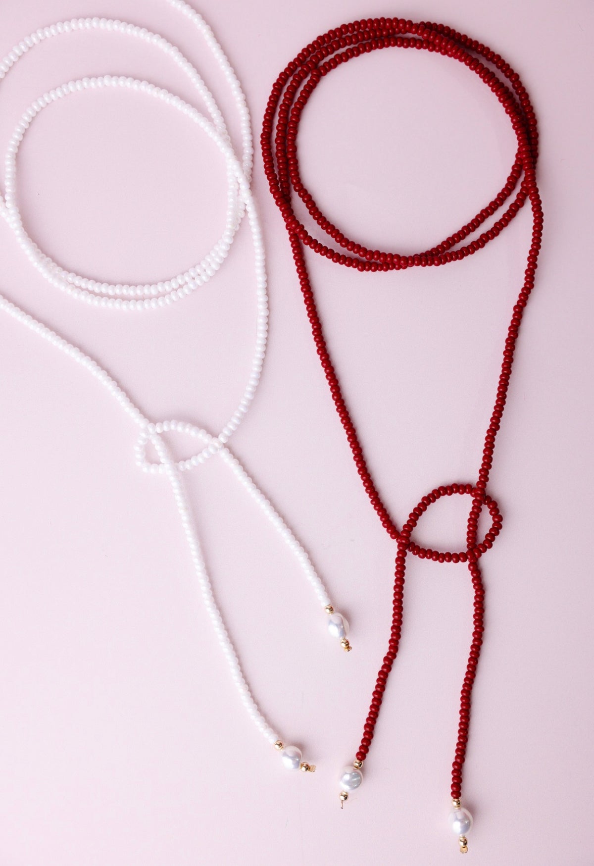 Maroon/Deep Red Beaded Wrap Necklace