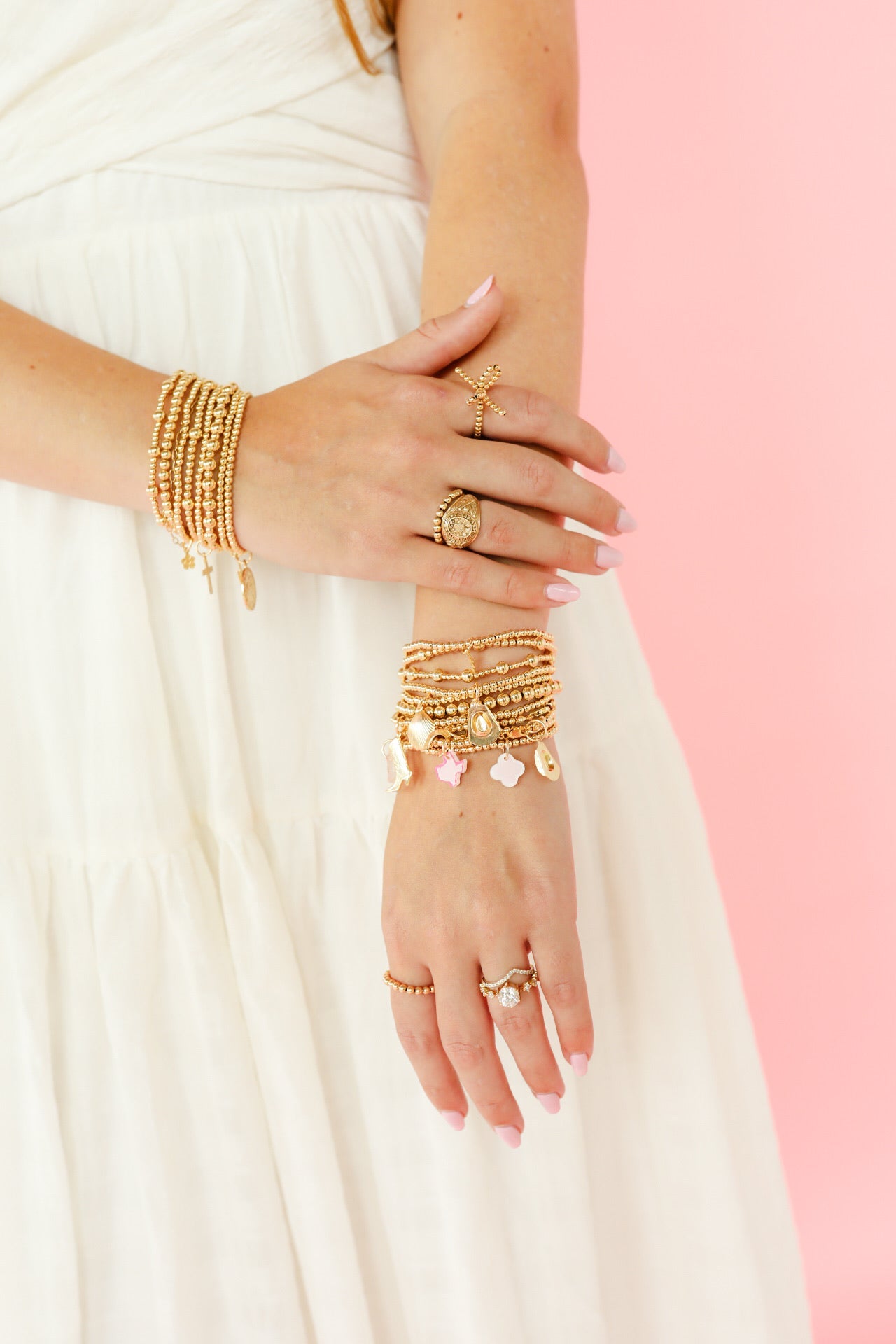 Pink Clover Charm Bracelet