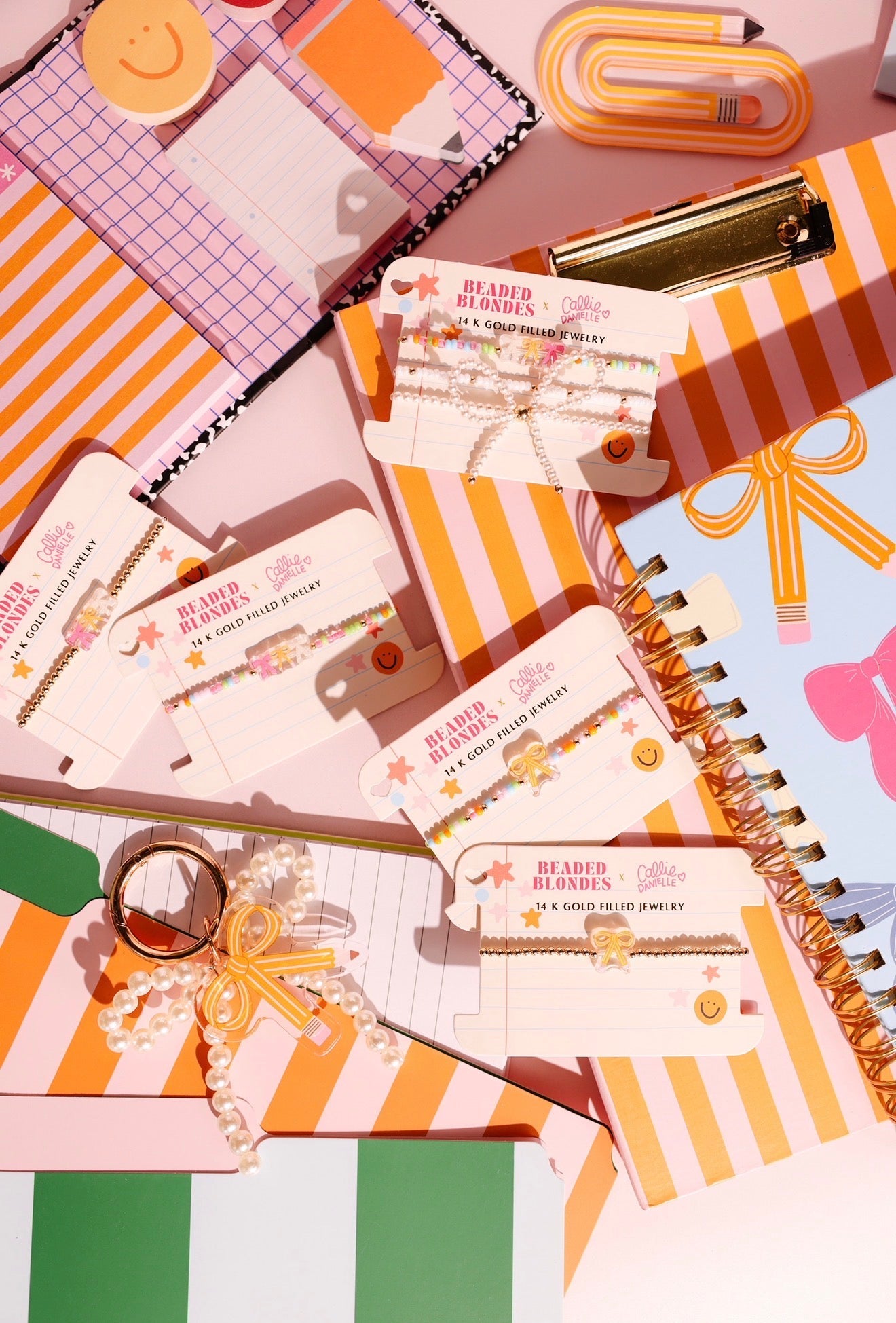 Notebook/Pencil Bow Trio on Color + Luster White Sprinkle Stack of 2