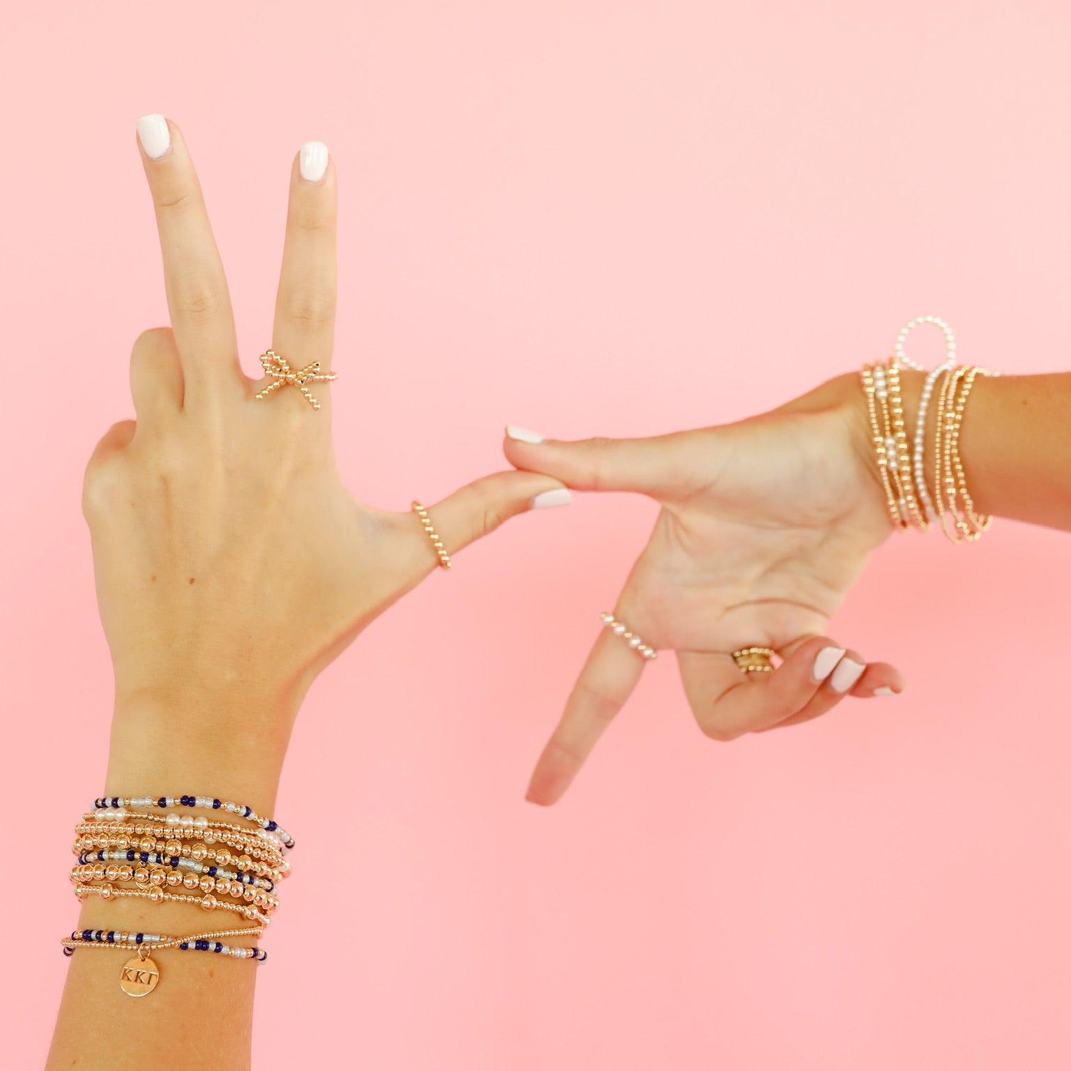 Kappa Kappa Gamma Charm + Sprinkle Bow Bracelet Stack