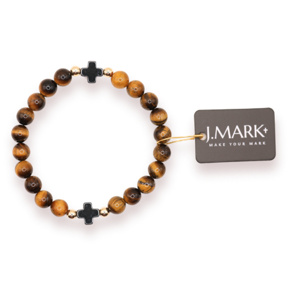 J. Mark: Tigers Eye Cross Bracelet