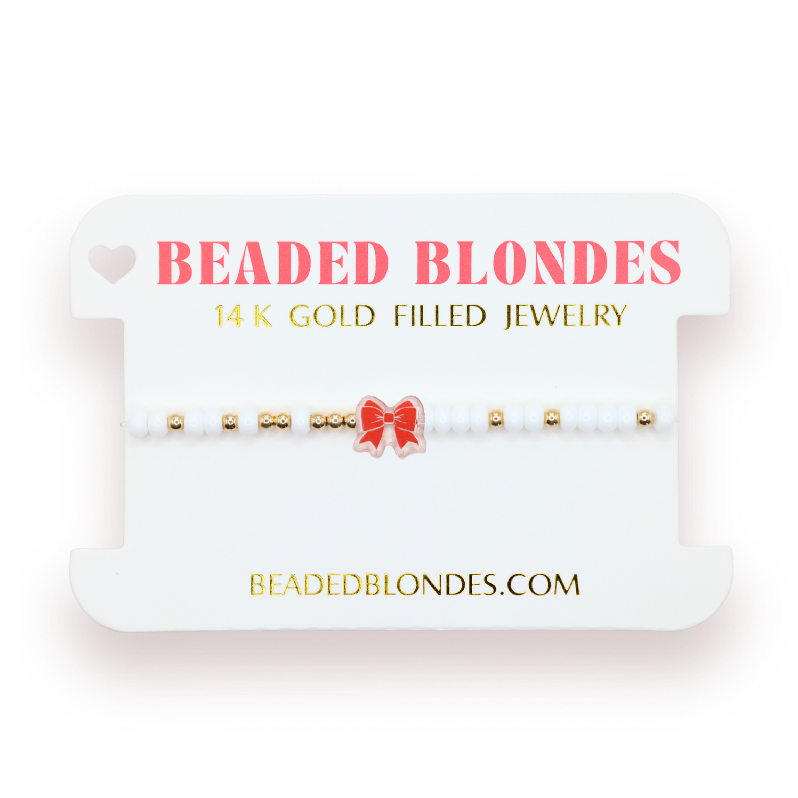 Bright Red and White BB Gameday Bow Bracelet (Sale)