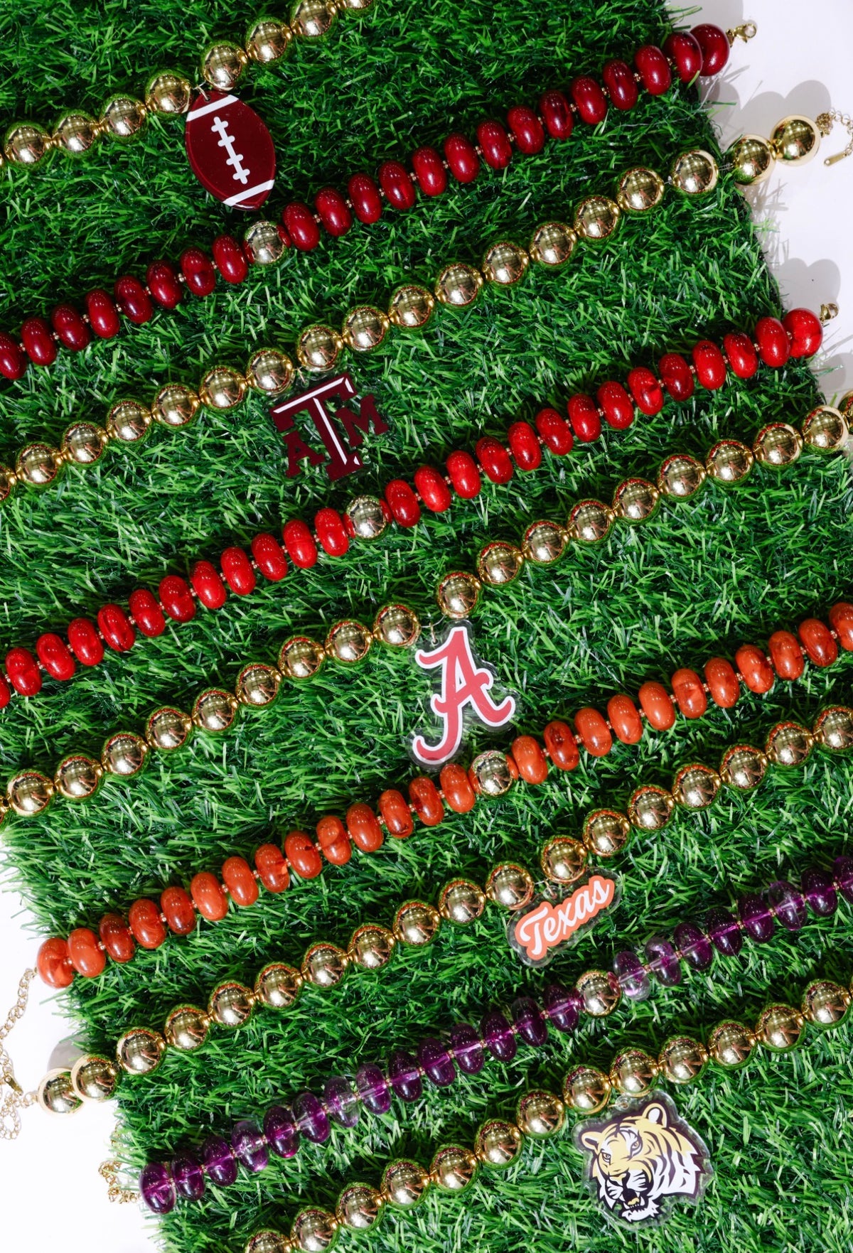 Texas A&M Logo Large Gold Beaded Necklace