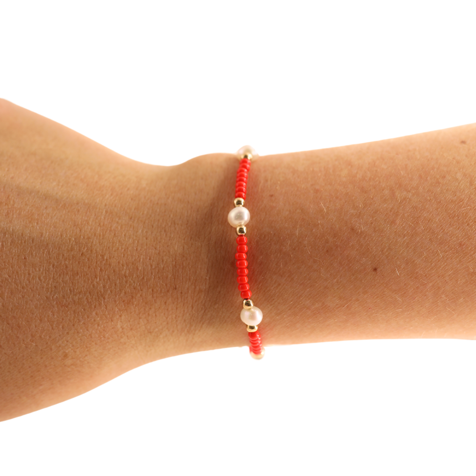 Bright Red Pearl Bracelet