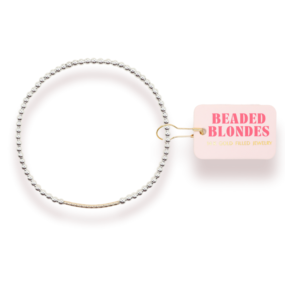 Silver with Gold Dainty Bar Bracelet